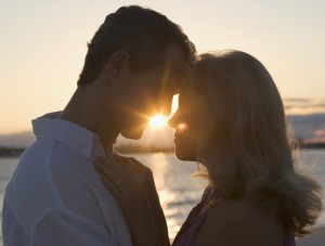 Couple Kissing at Sunset