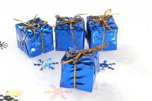 small blue christmas gifts